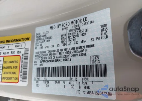 2024 Ford Bronco Sport Big Bend из США, поврежденный, VIN 3FMCR9B69RRE15612